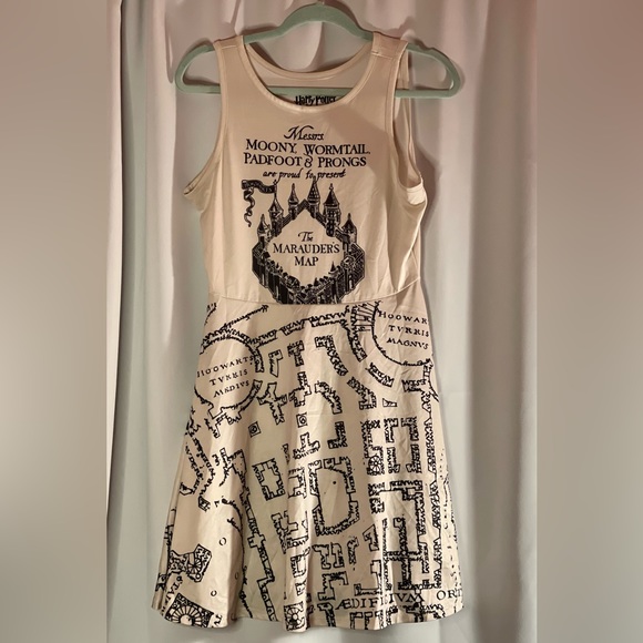 Harry Potter Warner Bros. Marauders Map sleeveless tank dress size Medium - Picture 1 of 6